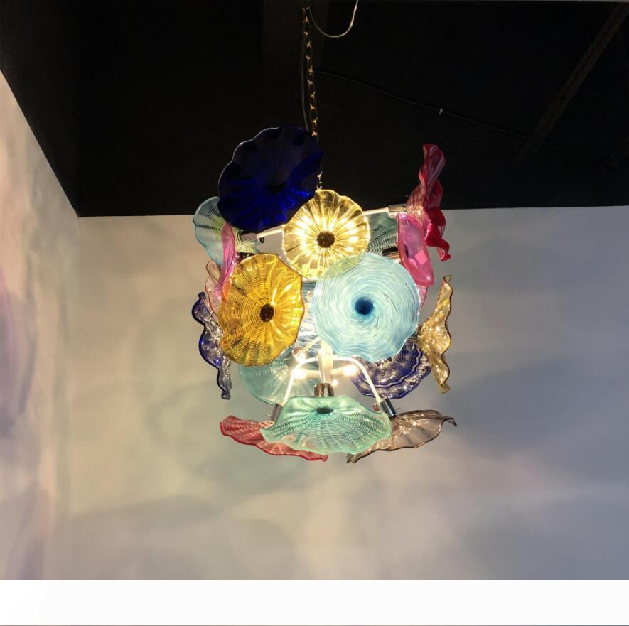 Mouth Blown Colorful Murano Glass Hanging Plate Modern Art Plates Chandelier Glass Dome Decor Light