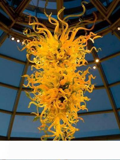 Hot Sale Chandelier Art Design Antique Yellow LED Bulbs Hand Blown Murano Glass Chandelier for Home Hotel Decoration