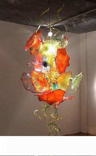 Hotel Gallery Art Decoration Large Murano Flower Glass Plates Chandelier LED Bulbs 100% Hand Blown Glass Chandelier Light Fixture