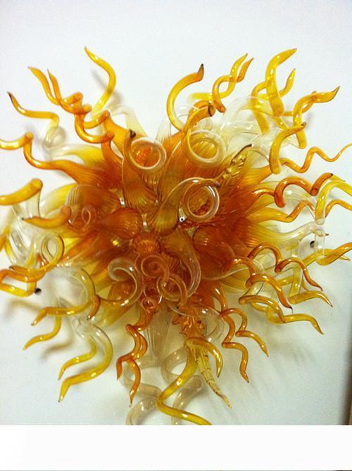 Free Shipping AC Led Bulbs 110v 240v Hanging Lamp Restaurant Heart Shape Yellow Blown Glass Chandelier