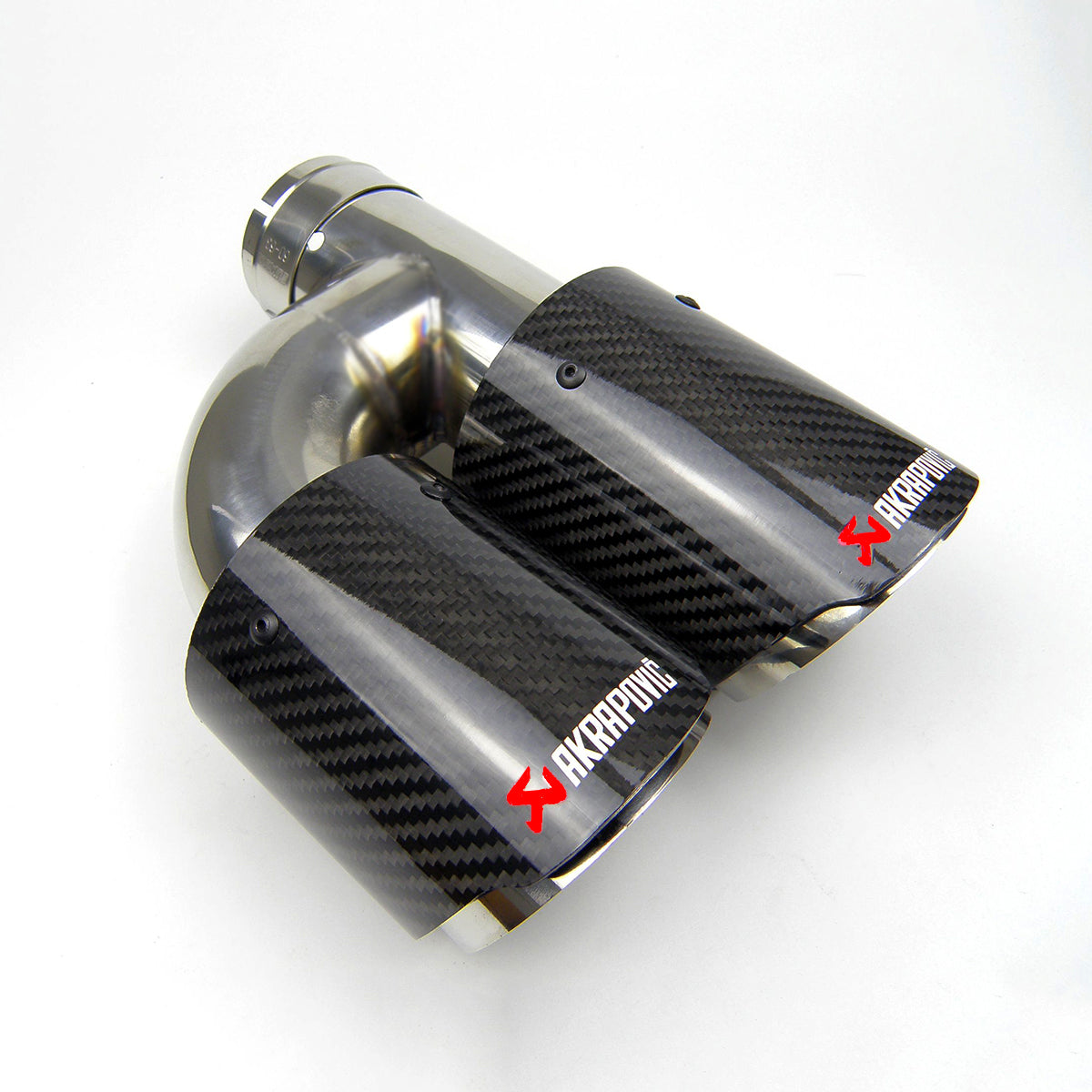 GTPARTS universal Dual Carbon Fiber Stainless Steel Universal Auto Akrapovic Exhaust Tip Double End Pipe