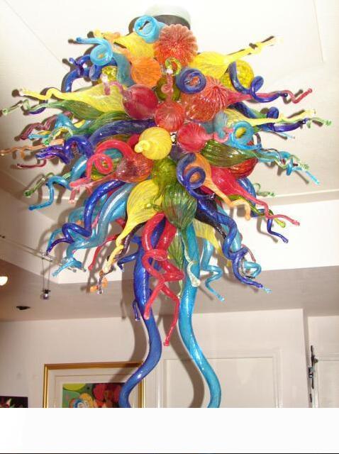 Free Shipping AC Led Bulbs 110v 240v Elegant Art Lighting Hanging LED Blown Glass Amber Chandeliers