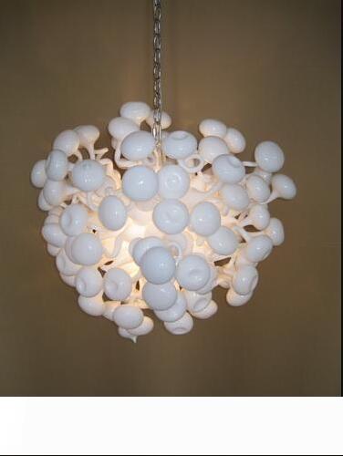 Free Shipping 110v 120v LED Bulbs Hanging Delicate White Hand Blown Glass Moroccan Chandelier Ceiling Lamp