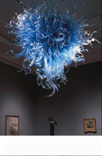 Free Shipping AC Led Bulbs 120v 240v Attractive Lamp Big Hotel Skillful Design Blue Crystal Chandelier