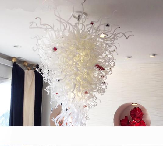 Wholesale Price Excellent Modern Style Hand Blown Glass Chandelier Lighting Murano Glass Pendant Light in White with LED Bulbs for Wedding