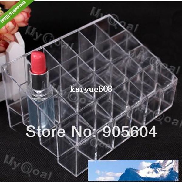 Practical Clear Acrylic Cosmetic 24 Makeup Lipstick Storage Display Stand Case Rack Holder Organizer Makeup Case