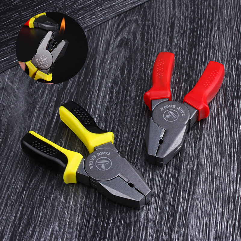 Funny Butane Gas Cigarette Lighter Outdoor Creative Vise Metal Lighter Inflated Free Fire Open Flame Bar Gadgets For Man Smoking Gift