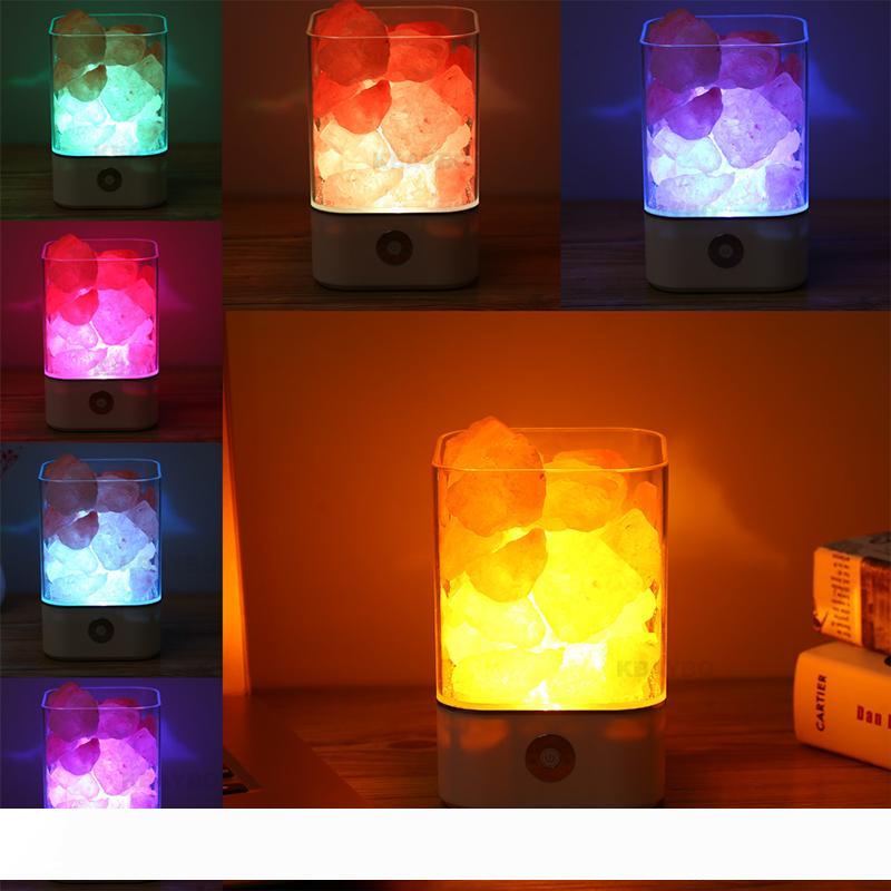 USB Crystal Light natural himalayan salt lamp led lights Air Purifier Mood Creator Indoor warm light table lamp bedroom lava night lights