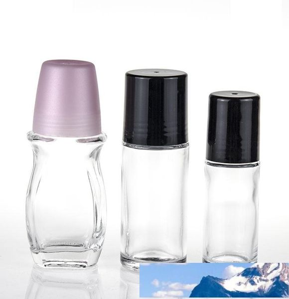30ml 50ml Clear Glass Roll On Bottle Essential Oil Perfume Bottle Travel Dispenser Bottle Glass Roller Ball PP Cap