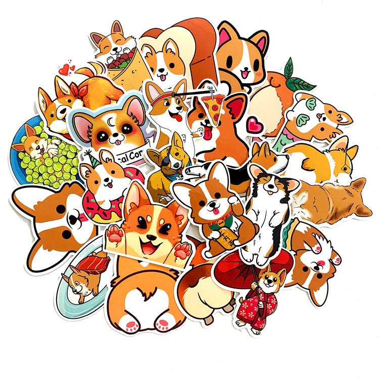 5 Sets = 125PCS Pet Stickers Cute Dog Waterproof Stickers Notebook Electric Car Refrigerator