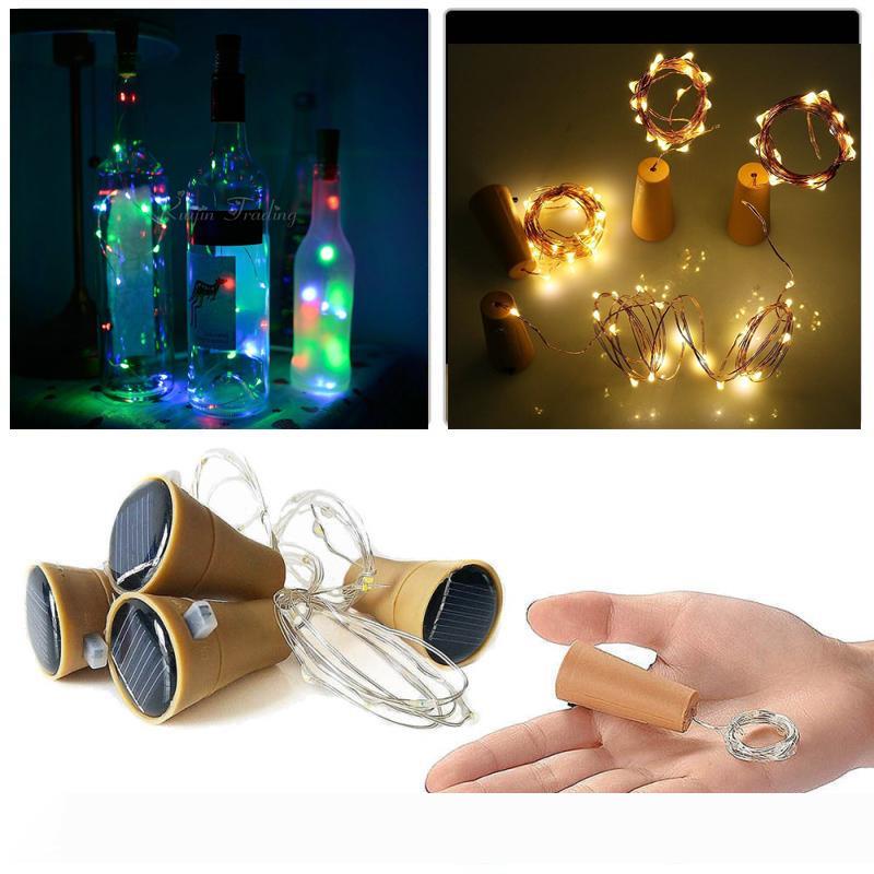 10 LED Solar Wine Bottle Stopper Copper Fairy Strip Wire Outdoor Party Decoration Novelty Night Lamp DIY Cork Light String