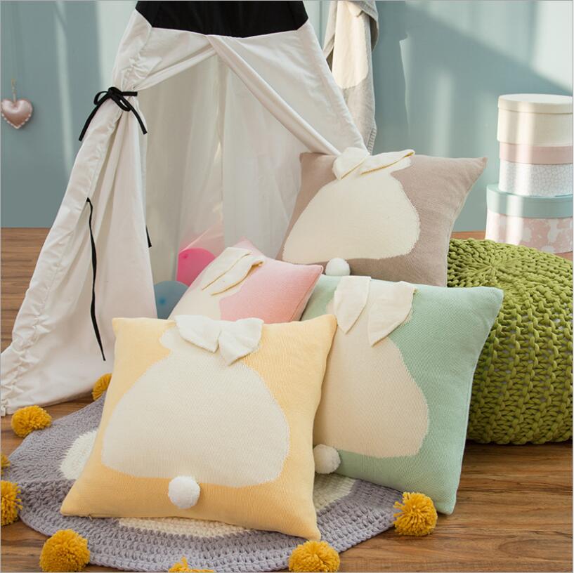 Rabbit pillow Case Three dimensional cotton knitting pillowcase without core pillows cover for children&#039;s room wool covers
