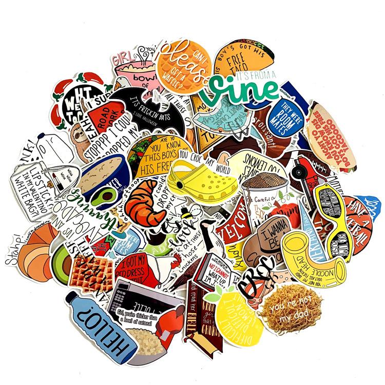 5 Sets=335PCS Small Fresh Vine Waterproof Stickers Electric Car Refrigerator Guitar PVC Car Stickers