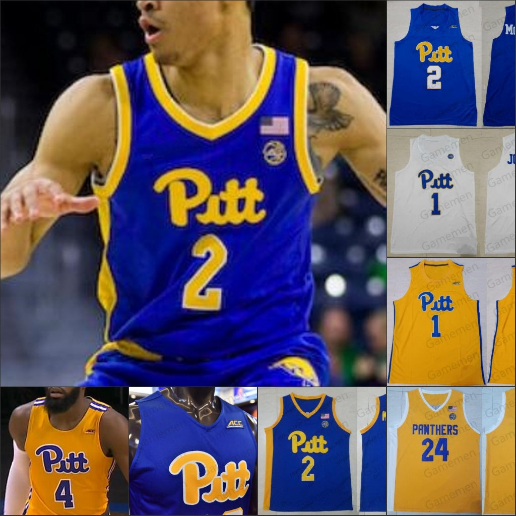 PITT Basketball Custom Any Name Number 24 Samson George 1 Xavier Johnson 2 Trey McGowens 12 Joe Mascaro MEN WOMEN YOUTH stitched Jersey