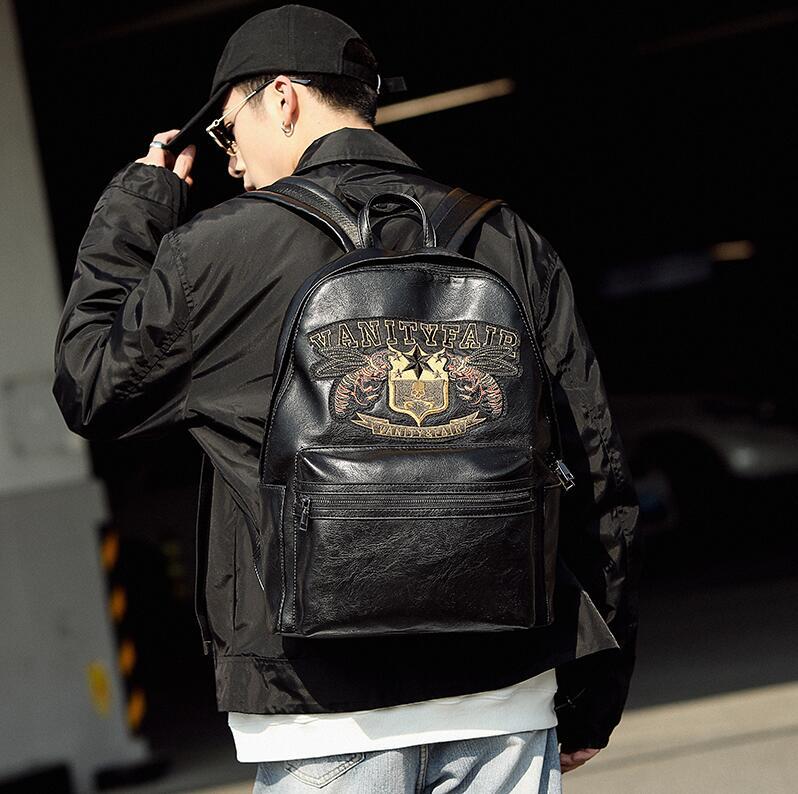 wholesale men handbag personalized embroidered mens backpacks street trend printed leather student bags original design embroidereds backpack