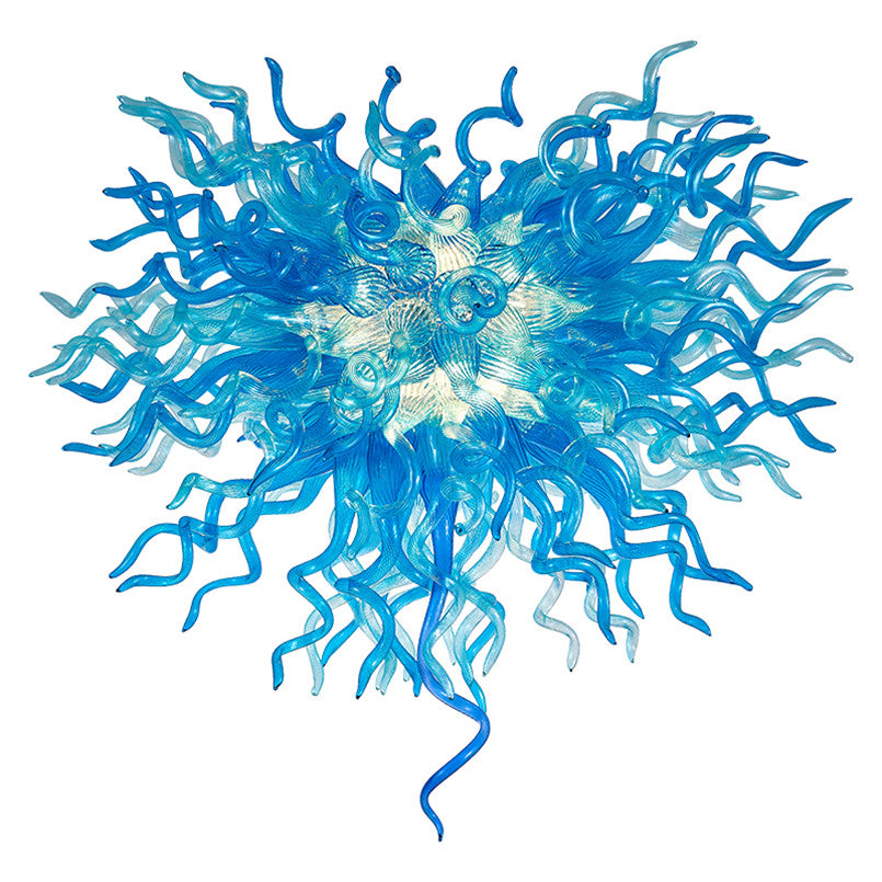 Blue Blown Glass Chandeliers Lamp Art Deco LED Bulbs Customized Chain Pendant Lighting for House Decoration Living Room