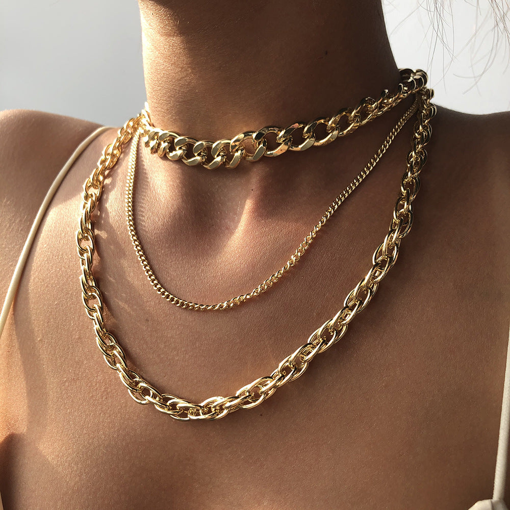 Multi-layer Necklace Choker Thick Metal Chain 211590
