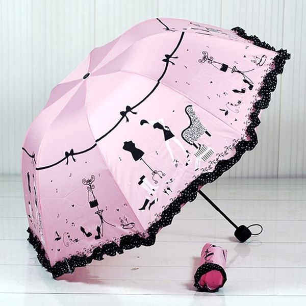 New Arrival Beautiful Girl Pattern Umbrella Rain Women Fashion Arched Princess Umbrellas Female Parasol Creative Gift US041 210320