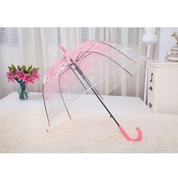 Romantic Transparent Clear Flowers Bubble Dome Umbrella Half Automatic For Wind Heavy Rain Dropshipping 210320