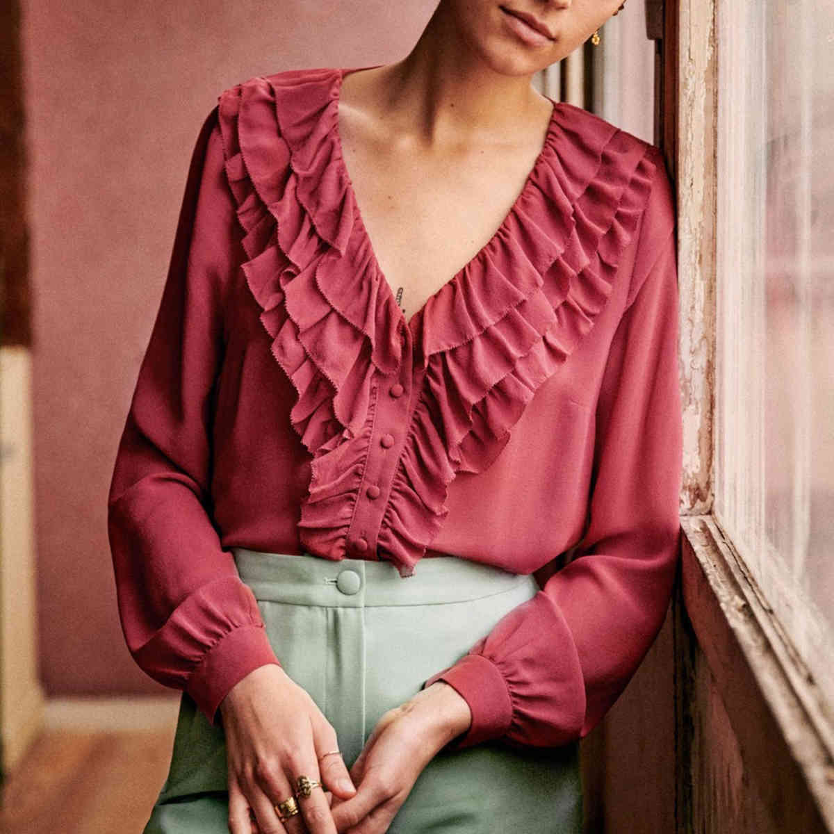 blouses Multilayer Ruffles Women Summer Autumn Long Sleeve V neck Chic Elegant Shirt Office Lady Casual Vintage Blouse Tunic