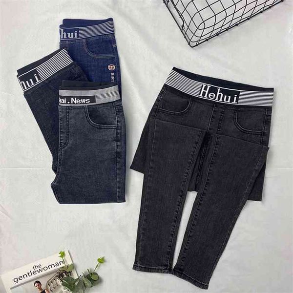 Plus Size 25-34 Women Jeans High Waist Blue Pants Jeans for Women high Elastic Skinny Stretchy Women denim Pants Lift Hips 210322