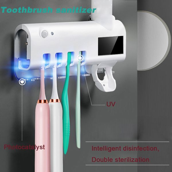 Home Ues Toothpaste Holders Dental-uv Toothbrush Sanitizer Sterilizer Cleaner Storage Holder Ultraviolet Germicidal Toothbrush 210322