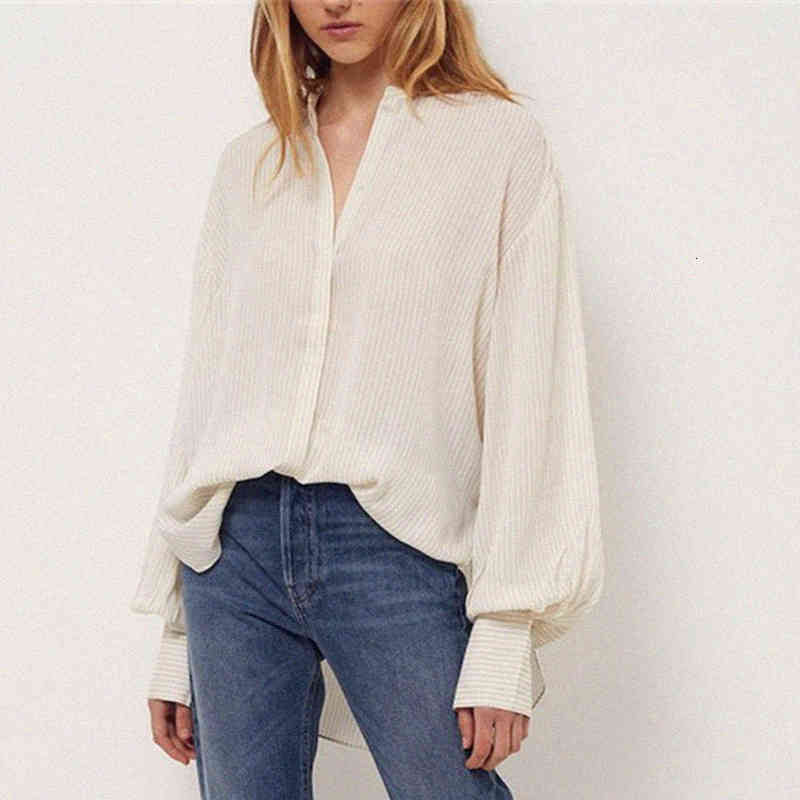 blouses Stripe Shirt Women Solid Color Long Sleeve Irregular Hem Blouse Loose Capable Spring Shirts 2021 Neat Mujer chemisier femme Tops