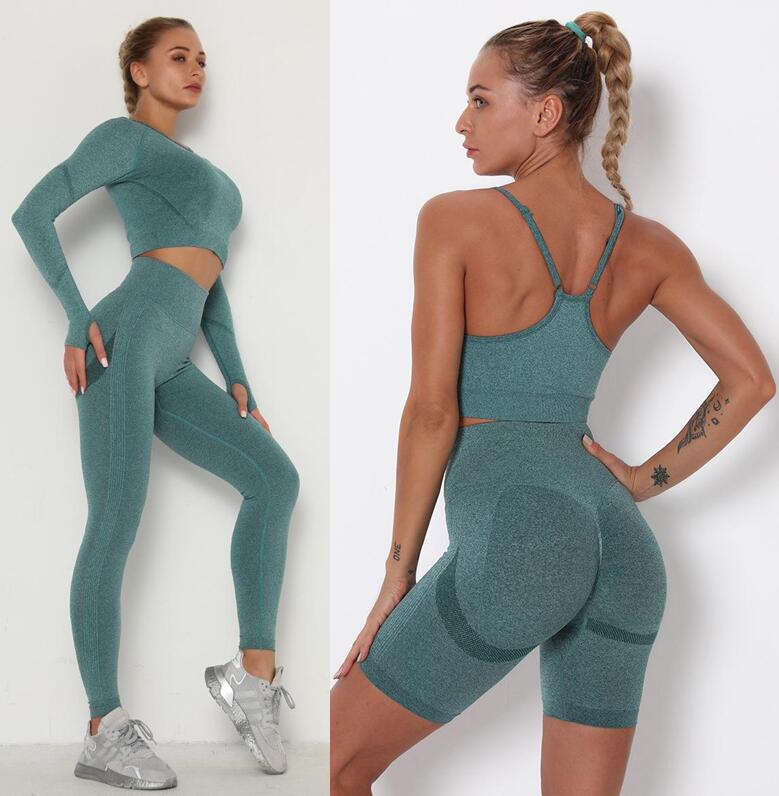 Workout sets Tracksuits Winter Fashion Designer Womens Cotton Yoga Suit Gym Sportwear Tracksuit Fitness Sports five Piece set 4PCS bra Leggings outf