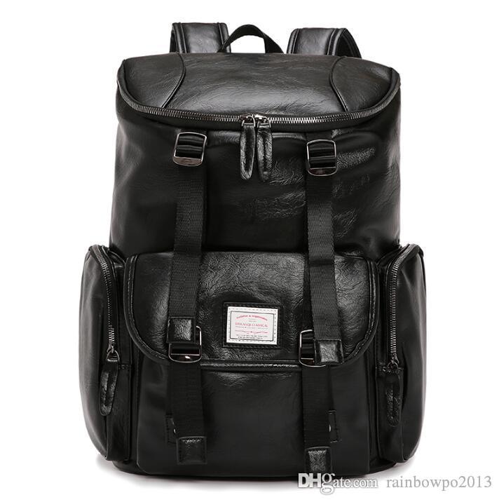 Factory wholesale brand men handbag large capacity computer bag multi-pocket leather Korean backpack fashion leathers travel backpacks student handb