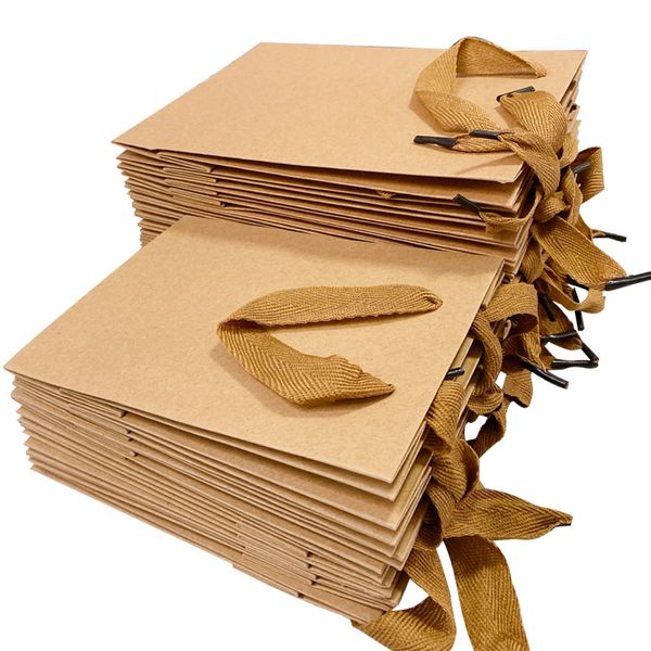 10Pcs-lot Festival Gift Kraft Bag Shopping Bags DIY Multifunction Recyclable Paper Bag With Handles 210323