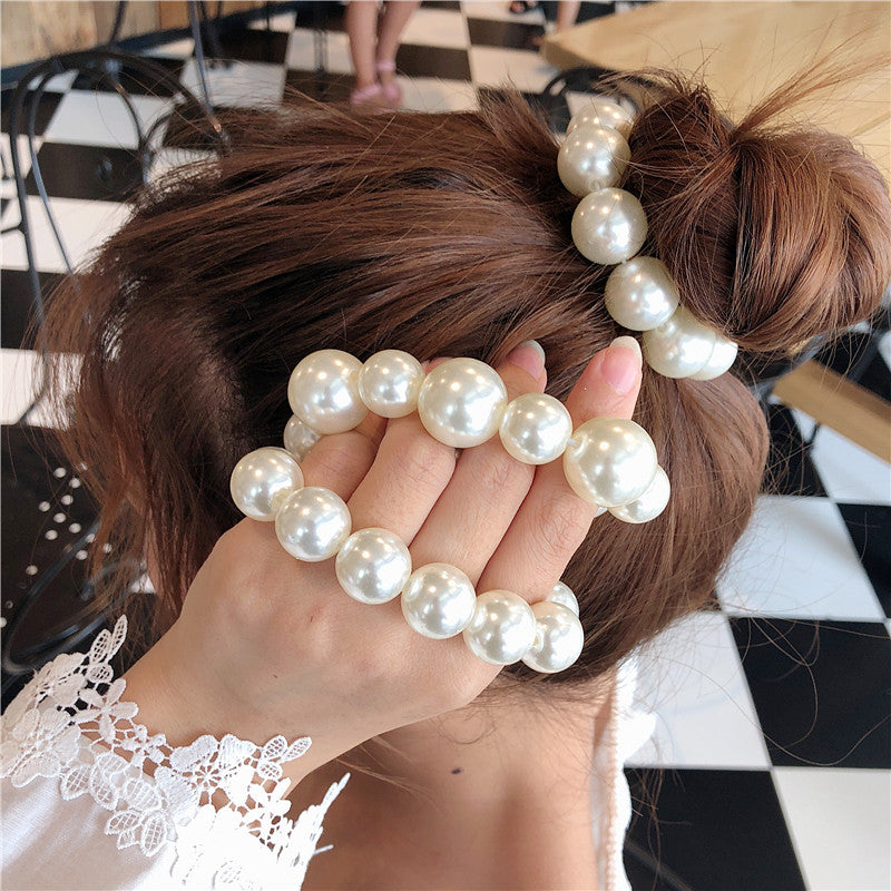 Big Pearl Pony Tails Holder Hair Ties Holders for Woman Fashion Hairband Scrunchies Girls Ponytail Rubber Band Accessories 211264