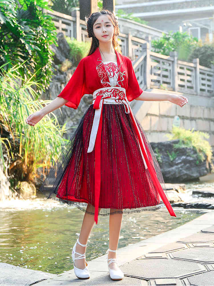 dress Female junior Hanfu student attire adolescent Chinese traditional style clothing super fairy princess costume stylish 19Z0