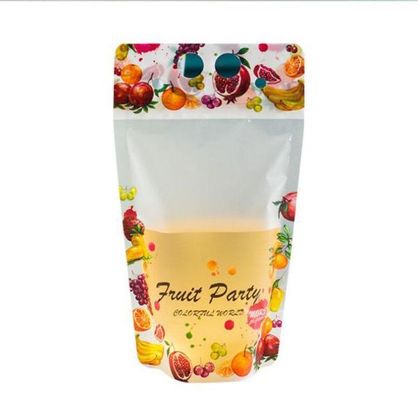 colors Drink Pouches Bags frosted Zipper Stand-up Plastic Drinking Bag with straw Drink Fruit Juice Milk Tea Liquid Bag