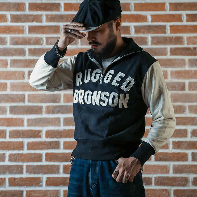 hoodie Bronson Heavyweight Vintage Motorcycle Racing Jersey 1-2 Zip Biker Sweatshirt