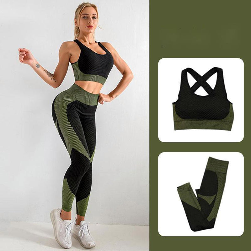 2PCS Seamless Tight Women Yoga Outfits Fitness Leggings Pants Women&#039;s Tracksuit Exercise Clothing Running Gym Suits Workout Set Female Sport Ac