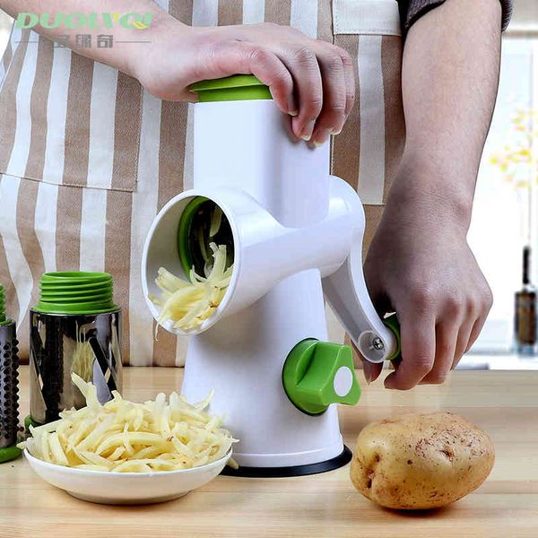 DUOLVQI Manual Vegetable Cutter Slicer Kitchen Accessories Multifunctional Round Mandoline Slicer Potato Cheese Kitchen Gadgets 210326