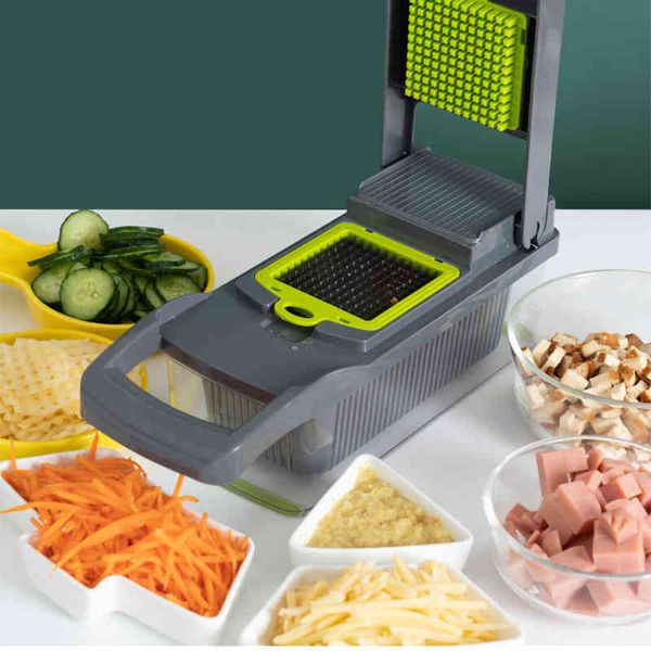 Vegetable Cutter 6 Dicing Blades Slicer Mandoline Shredder Fruit Peeler Potato Cheese Grater Chopper Kitchen Accessories Tools 210326