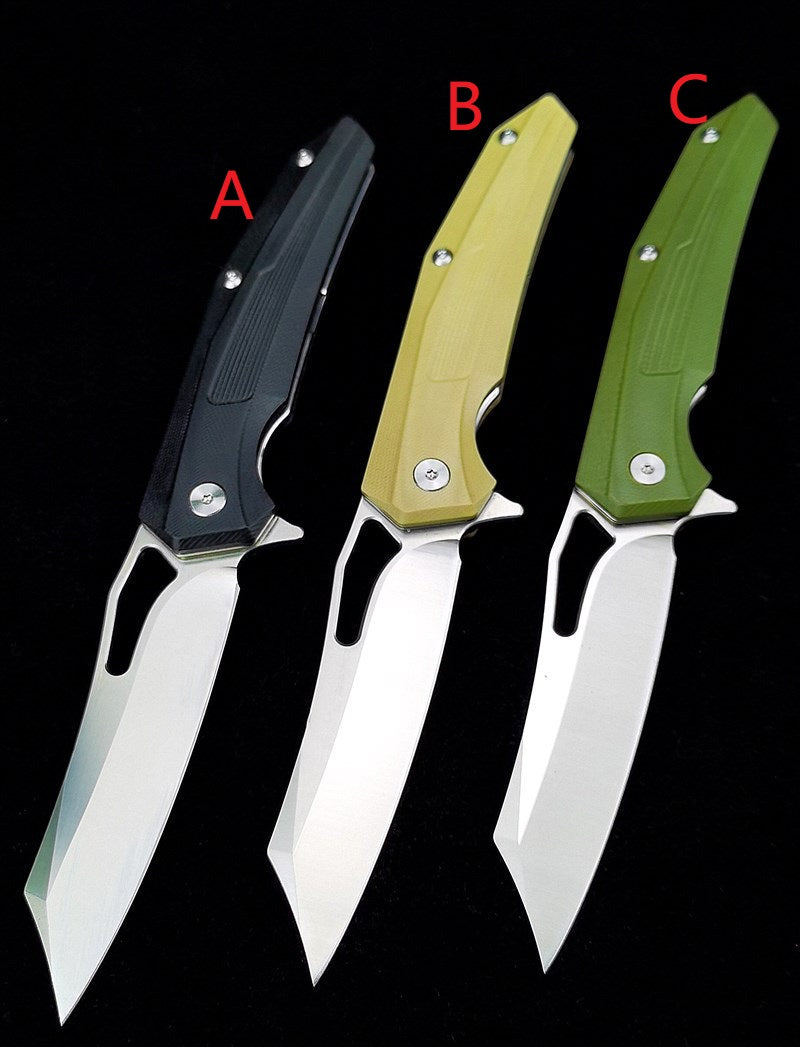 top grade Folding knife camping tools household outdoor EDC cutting D2 blade G10handle not logo