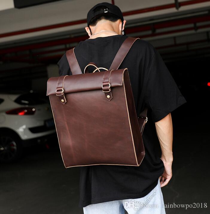 Factory wholesale men handbag retro crazy horse leather bag simple leatheres student backpack mens and women leathers couple backpacks