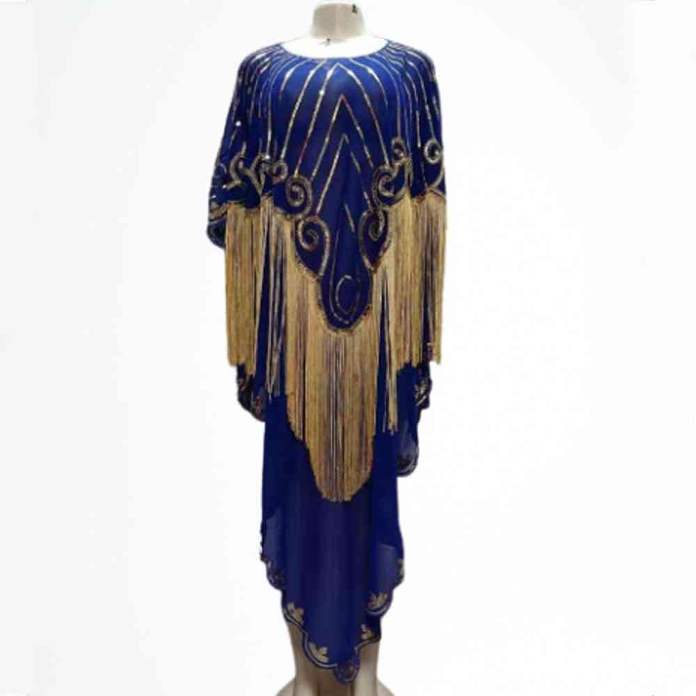 dresses Ladies Lace Tassel Dashiki Dress Bazin Riche Traditional Clothes Headtie 2021 Attire Robe Africaine African Dresses For Women