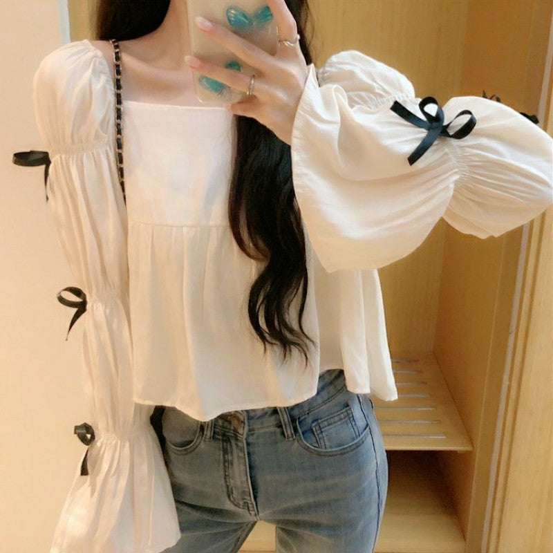 blouses White Chiffon Women Elegant Sweet Top Casual Designer Bow Long Sleeve Blouse Autumn Women&#039;s Clothing 1z49