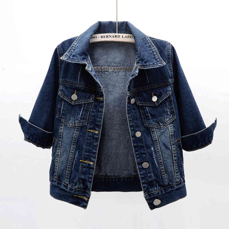 jacket Spring Autumn Korean Denim Women Casual Three Quarter Sleeve Outerwear Plus size 5XL Slim Short Jeans Jacket Coat Female