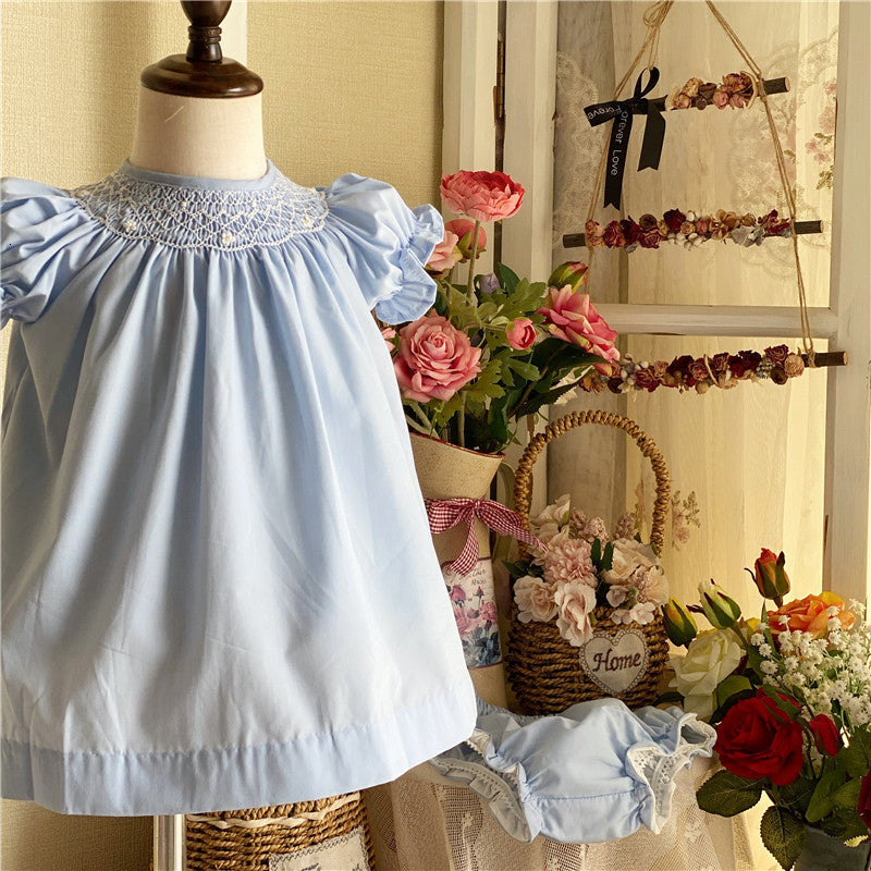 Girls&#039; dresses Baby Girls Smocked Toddler Handmade Smock Clothes for Children Boutique Vestidos Infant Girl Embroidery es and Pants