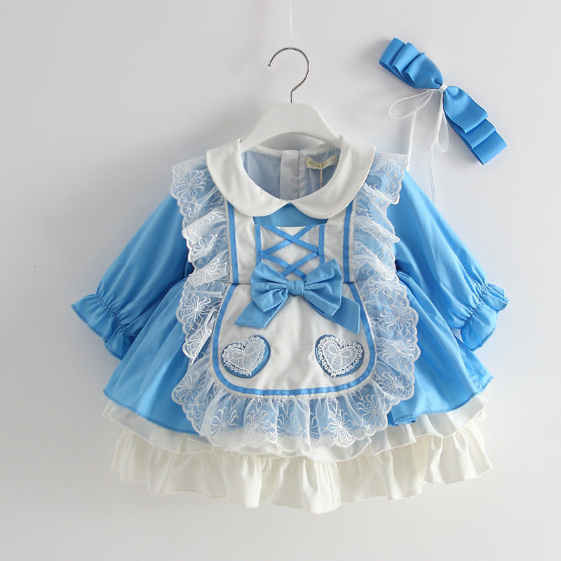 Girls&#039; dresses Lolita Princess for Toddler Girl Bule Spanish Frock Baby Birthday Wedding Party es Autumn Infant Cotton Robe