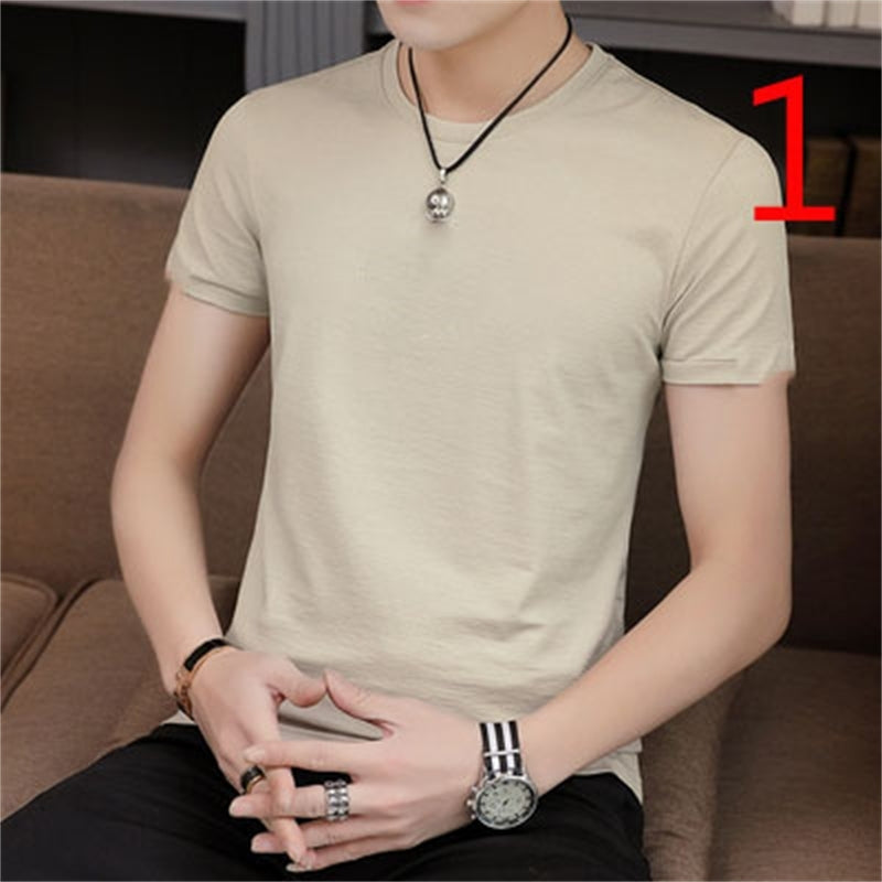 t shirts mercerized round neck youth summer short-sleeved men&#039;s T-shirt cotton loose half sleeve