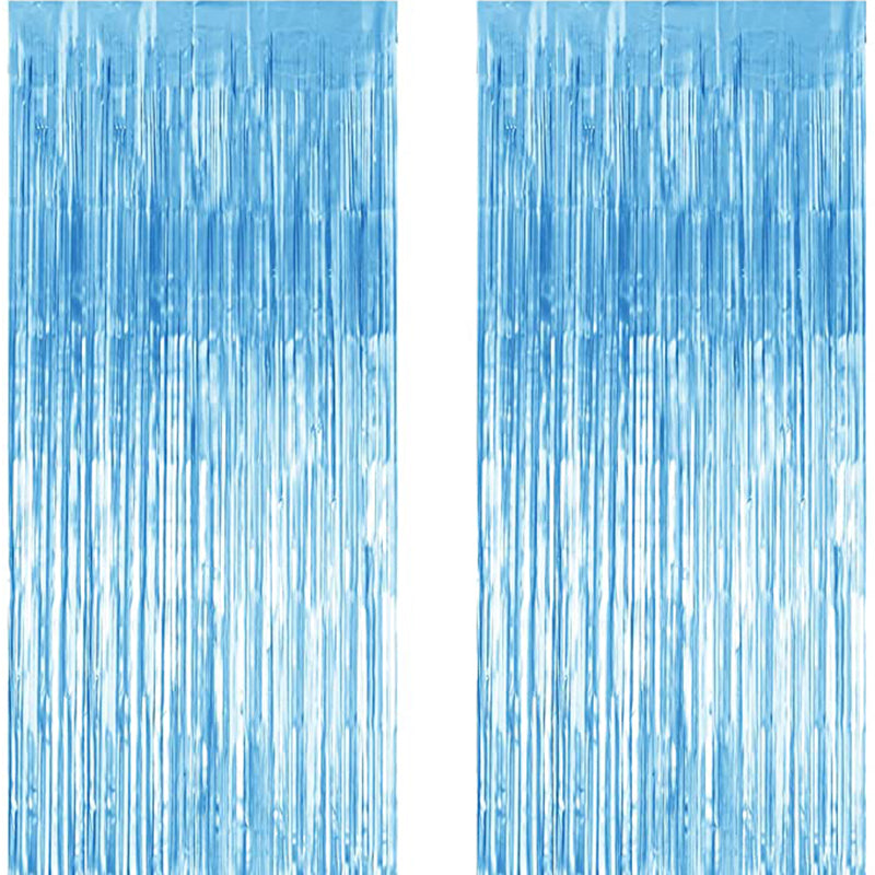 Party Decoration Tinsel Foil Fringe Curtains Blue Birthday Graduation Photo Backdrop Wedding Halloween Christmas Curtain Decor 1 x 2m 122969