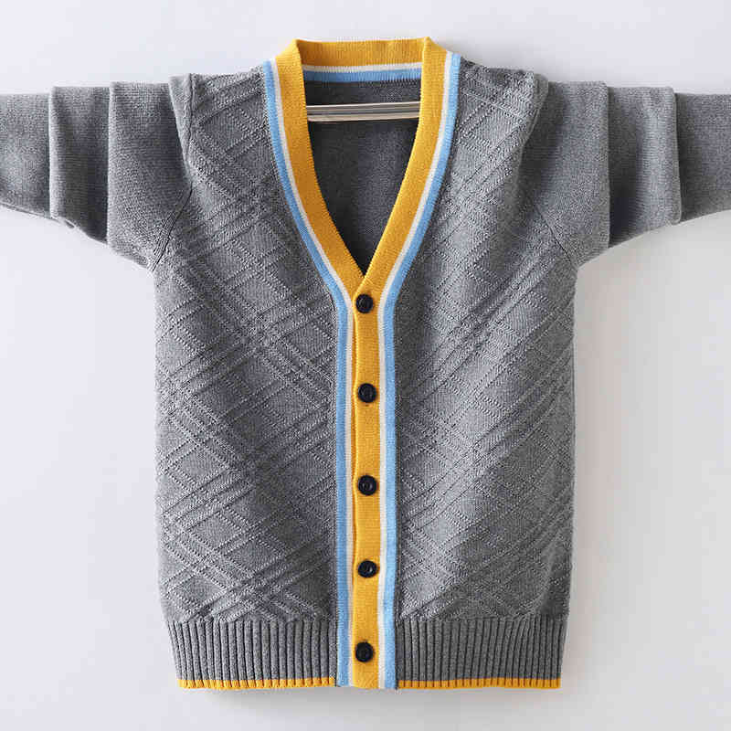 Children&#039;s pullover Autumn Kids Boys Sweaters Children England Style Coats V-neck Knit Sweater for Baby Cardigans Girls Outerwear Tops 6 10 14Y