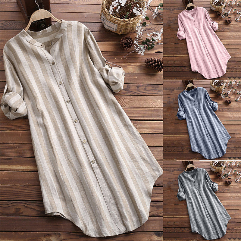 blouses Loose Maternity Blouse Sleeve Nursing Shirt Linen Pregnant Women Stripe Breastfeeding Long Blouses Pregnancy Clothings