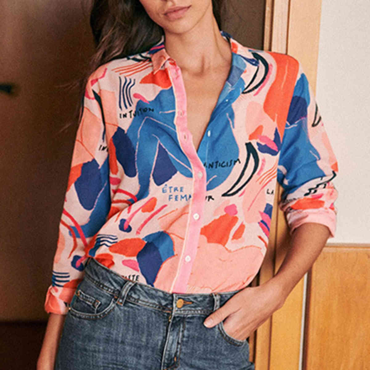 blouses Floral Print Shirt Summer Autumn Casual Long Sleeve Button Up Chic Cotton Silk Blouse Office Lady Shirts Women Tunic