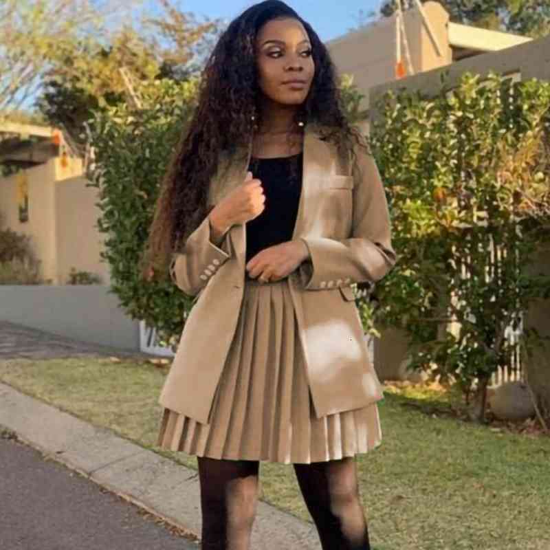 dresses S-3XL Plus Size Fashion Women Blazer And Pleated Skirt Set Long Sleeve Office Lady Solid Color Two Piece Suit Business